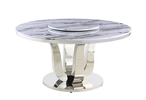 Best Quality Furniture Dining Table with Lazy Susan, White