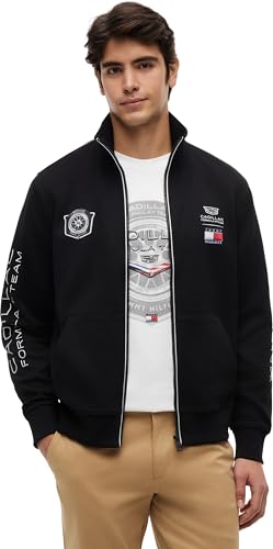 Tommy Hilfiger Unisex Sweatshirt mit Reißverschluss TH X Cadillac F1 Racing Track Top mit Stehkragen Schwarz (Black) M