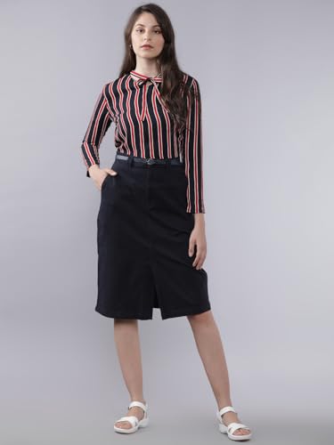 Image of Tokyo Talkies Women's Regular Fit Pencil Skirts | Strachable Skirts| Mid-Rise| Women Skirt | Skirt for Women