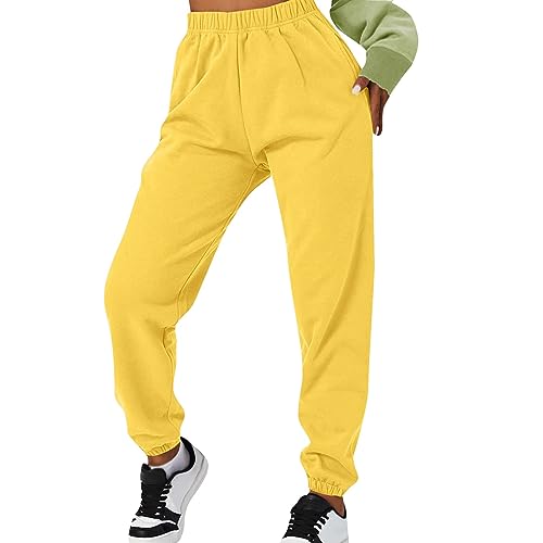 Women's Casual Solid Jogger Sweatpants High Waist Elastic Pants Loose
