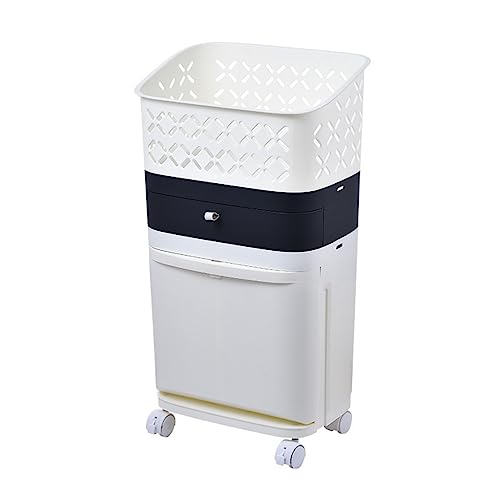 laundry basket,Laundry Trolley on Wheels, Shelf Plastic Large Family Laundry Basket - Clothes Washing Hamper for Toys & Clothing Organization, Black, l