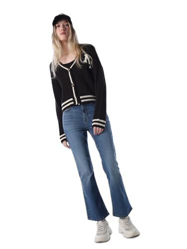 Image of ONLY Women's Solid Flared High Rise Black Jeans