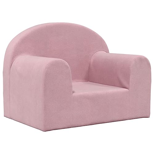 vidaXL Canapé pour Enfants, Siège avec Accoudoirs, Fauteuil avec Dossier pour Tout-Petits, Meuble de Chambre Maison, Rose Peluche Douce