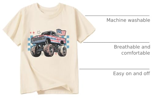 Image of Kid 4th of July T-Shirts Boys Girls American Flag Shirt Patriotic Top Short Sleeve Tees 2-12 Years