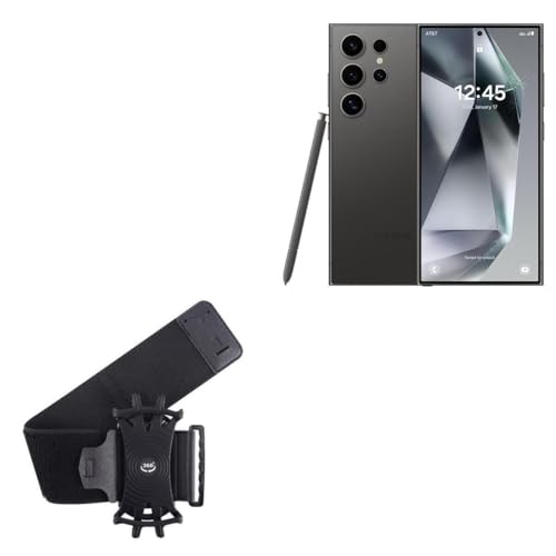 BoxWave Holster Compatible with Samsung Galaxy S24 Ultra - ActiveStretch Sport Armband, Adjustable Armband for Workout and Running - Jet Black