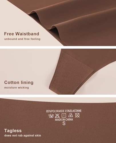 Image of oshkang Thongs for Womens High Waisted Seamless No Show Underwear 6 Pack | Invisible Sexy Breathable Panties,Workout Comfortable Ladies Undies,for Yoga Pants,Legging,No Visible Panty Line,All Day Wear