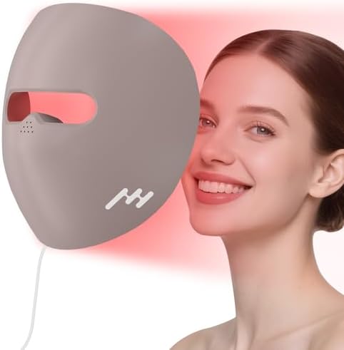 Red Light Therapy for Face, 660nm Red Light & 850nm Near-Infrared LED Face Mask Light Therapy with 240 Chips for Travelling and Home Use (Purple)