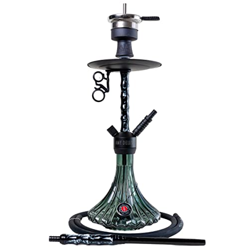 Amy Deluxe Shisha 123.02 Alu Dervish S - 60 cm, Schwarz 1, Wasserpfeife mit Klick, Schliff, Kammernsystem und Hot-Screen…