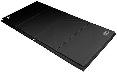 We Sell Mats 4 ft x 8 ft x 2 in Gymnastics Mat, Folding Tumbling Mat, Portable with Hook & Loop Fasteners, Black