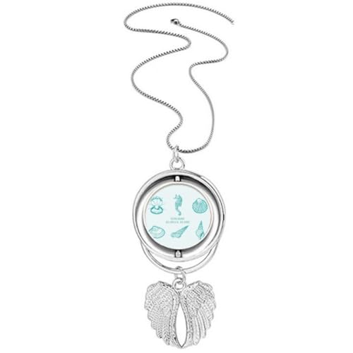 Collier hippocampe bleu et ailes d'ange, cadeau idéal femme