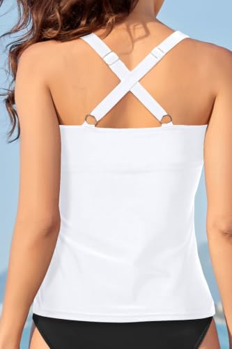Image of Women Underwire Tankini Top Only - Twist Front V Neck Bathing Suit Swim Top Tummy Control Cross Swimsuit 2026