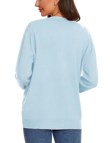 Image of Womens Cardigan Sweaters Basic Button Down Casual Dressy Classic Crewneck Long Sleeve Spring Outfits (S-2XL)