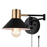 NA Plug in Wall Sconces ,Swing Arm Wall Lamp ,Adjustable Metal Vintage Industrial Wall Reading Light