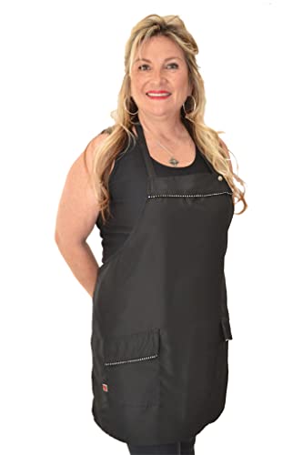 Ladybird Line 182 Lightweight Sassy Stylist Rhinestone Detail Water, Bleach and Hair Resistant Apron for Hair Stylists and Pet Groomers, Lightweight and 2 Front Pockets
