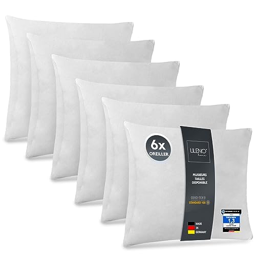 LILENO HOME Lot de 6 de garnissage d'oreiller 50x50 cm - Coussin intérieur Lavable à 40°C adapté aux allergiques - Garnissage en Polyester comme Coussin de...
