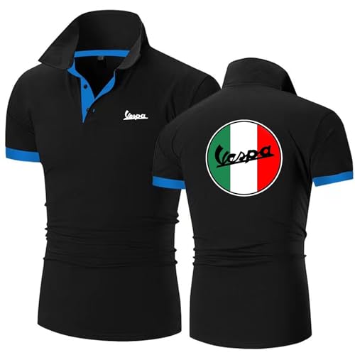 Camisetas Deportivas Para Hombre V.e.s.p.a, Camiseta de Ajuste Delgado con Solapa, Camiseta Gimnasio Ultra Ligera y Transpirable, Atlético(Black,S)