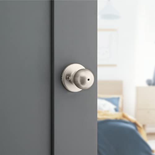Kwikset Polo Interior Privacy Door Knob with Lock, Door Handle For Bathroom and Bedroom, Satin Nickel Keyless Turn Lock Doorknob, with Microban Protection - image 5