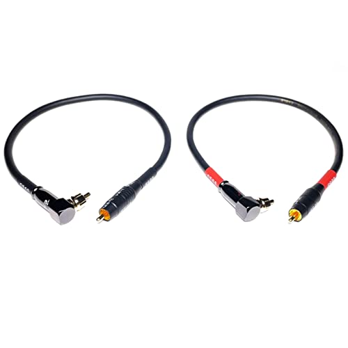 Image of CESS-167-1f RCA Right Angle to Straight Type Male to Male Preamp Jumpers Patch Cable, 2 Pack (1 Foot)