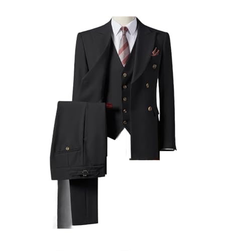 Men Corduroy Double Breasted Gun Lapel 3 Piece Party Casual Wedding Outfit Full Suit