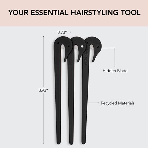 Kitsch Elastic Hair Tie Cutter Tool - Rubber Band Cutter for Hair | Hair Elastic Cutter for Kids Hair | Hair Rubber Band Cutter | Hair Tie Remover Tool | Ponytail Cutter Tool for Toddler, 3pc Black