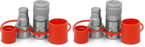 Image of Summit Hydraulics 3 /8 inch Flat Face Hydraulic Quick Connect Coupler Set w /Dust Caps, 3 /8 inch NPT Thread (Pack of 2)