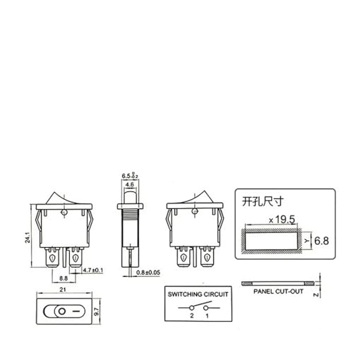 Interruptor basculante delgado de 6A y 250V para proteger y encender electrodomesticos pequeños 7