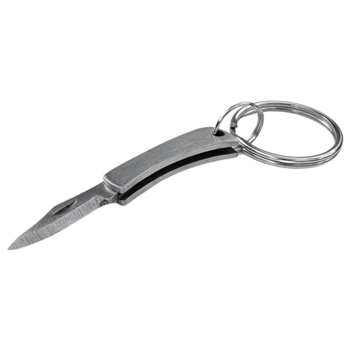 Munkees Micro Folding Knife Keychain, World's Smallest Knife, Mini Portable Cutters Keyring, Tiny Pocket Tactical Blade for Outdoors, Camping, Hiking, Backpacking, Cutting - 1.5 inch