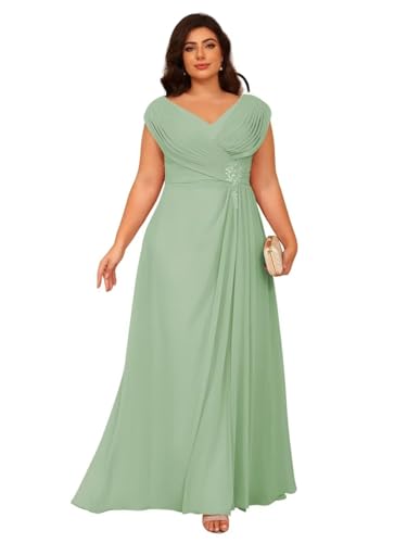 Image of Clothfun Simple V Neck Mother of The Bride Dresses Lace Appliques Chiffon Sleeveless Mother of The Groom Dress CYN014