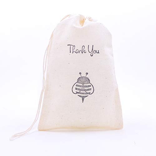 10 Thank You Bee Bumblebee Favor Bags Flower Party Bag Birthday Muslin Bag Baby Shower Gift Goodie Bag Wedding Welcome Bachelorette Petal Toss Soap