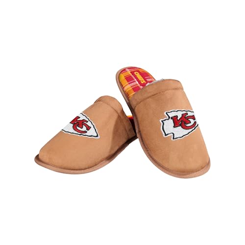 FOCO Men's NFL Team Logo Flannel Lined Faux Suede Brown