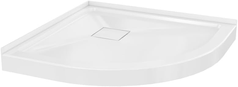 Montjardin 32" x 32" Round Corner Double-Threshold Shower Pan Base with Center Drain in Glossy White