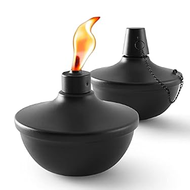 AMAZON - SNOGSWOG 2 Pack Metal Table Top Torches, 22oz Citronella Torches for Outside, Refillable Flame Light Torch, Decorative Tabletop Lantern for Yard, Patio, Deck, Garden, Party, Landscape
