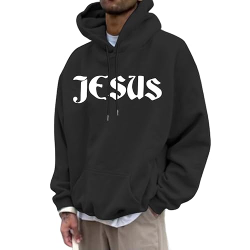 Pullover Hoodies for Men,Inspirational Text Long Sleeve Drawstring Hoodies | Lightweight Loose Fit Autumn Winter Top