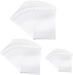 ZOCONE 300 PCS Small Plastic Bags, Small Ziplock Bags Resealable Plastic Bags Sealable Small Resealable Clear Plastic Bags for Candies Cookies Jewelry, 3 Sizes