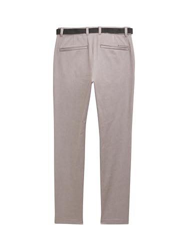 Tom Tailor Herren Slim Fit Stretch Chino Mit Gürtel Hose, 39128 - White Brown Zig Zag Structure, 29W / 34L EU – Ansicht 6