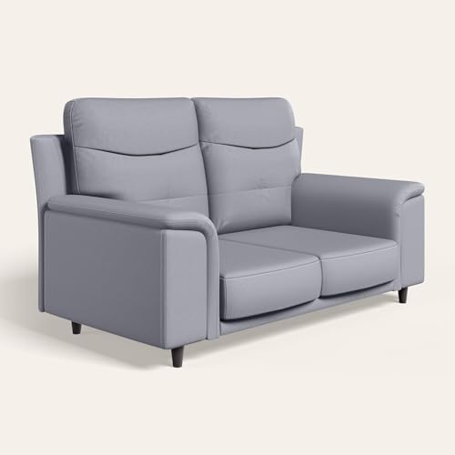 Image of Interio by Godrej Sofa Opulence 2 Seater Synthetic Leather Sofa for Living Room, 1-Year Warranty, Solid Wood, Nimbus Grey