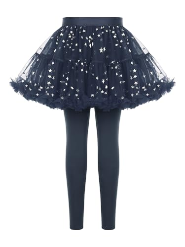 Kids Girls Leggings with Tutu Skirt Footless Pants Tulle Ruffle Shiny Star Skirted Leggings2