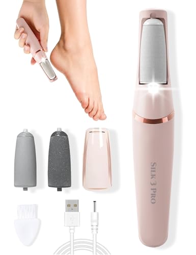 Silk 3 Pro Callus Remover Upgraded 3rd Electric Callus Removers for Feet Foot File Callus Remover Pedicure Tools with 2 Speeds for Dry/Calluses/Cracked/Hard Skin - Soft Smooth Skin (Pink)