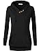 VOIANLIMO Women's Sweatshirts Long Sleeve Button V-Neck Pockets Pullover Hoodies Black L