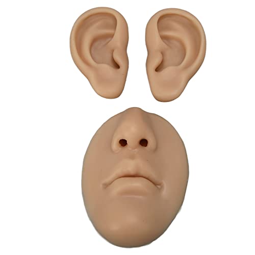 Pierced Ear Model, Display Nose Model Elastic Silicone Portable (Dark Skin Tone)