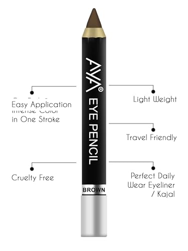 Image of AYA Eye Pencil For Kajal /Eye Liner - Brown 2.8g | Glides Smoothly | Creamy smooth formula | Light weight