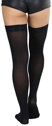 Image of ToBeInStyle Women's Opaque Long Thigh High Stockings w /Decorative Front Satin Bow