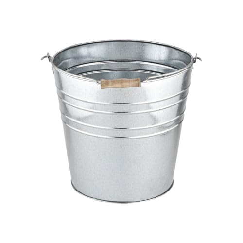 Unibos |12L Metal Bucket | Galvanised | Multipurpose Strong Steel Wooden Handle | Indoor/Outdoor | Home Garden Bathroom and Garden Waste