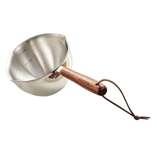 STOBAZA Small Stainless Steel Sauce Pot Milk Warmer with Dual Pour Spouts for Easy Use for Melting Butter Heating Oil and Cooking Stove