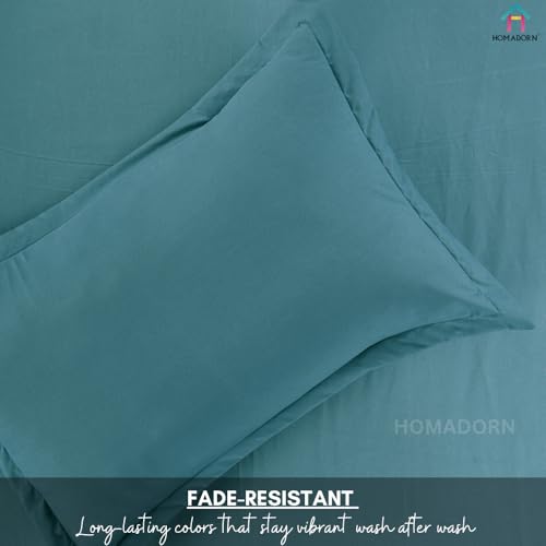 Image of HOMADORN Premium Polycotton Flat Bedsheet for Double Bed with 2 Pillow Covers - Soft, Durable & Wrinkle-Resistant (Ocean Mist)