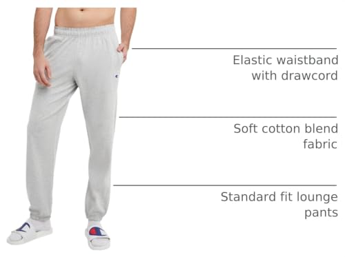 Image of Champion Men's Cinched-Bottom Lounge Pants, Standard Fit, Lightweight 100% Cotton, Available in Regular and Big & Tall