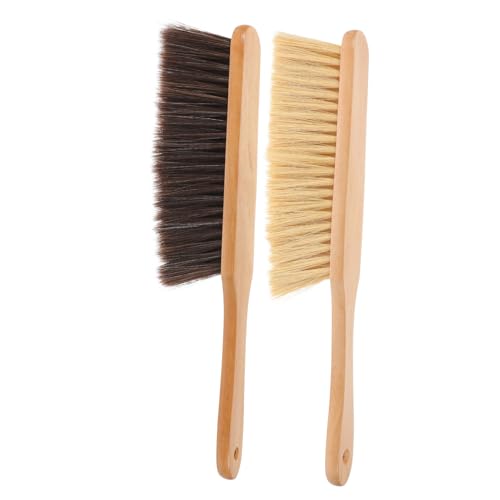 MAGICLULU Brosse à Poussière Bois Polyvalente 2 Pièces, Poils Gris Pointus Et Beige Plats, Balai à Main pour Nettoyage Domestique, Brosse De Lit Et Canapé, Outils Ménage Multifonctionnels