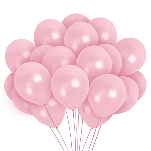 Treasures Gifted Light Pink Balloons - Pearlized Metallic, Blush Baby, Macaron, Pastel, 100 Soft Pearl Pink Nude 12 Inch Latex Balloons