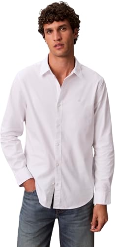 Calvin Klein Camisa Hombre Solid Oxford Classich Shirt Camisa informal, Blanco (Brilliant White), XL
