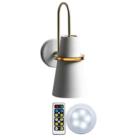 Modern White Wall Sconces Battery Operated Led lighting with Remote Control, Industrial Metal Wall Mounted Lamp Mirror Wireless Wall Lighting Fixtures for Living Room Bedroom Hallway Farmhouse Cover